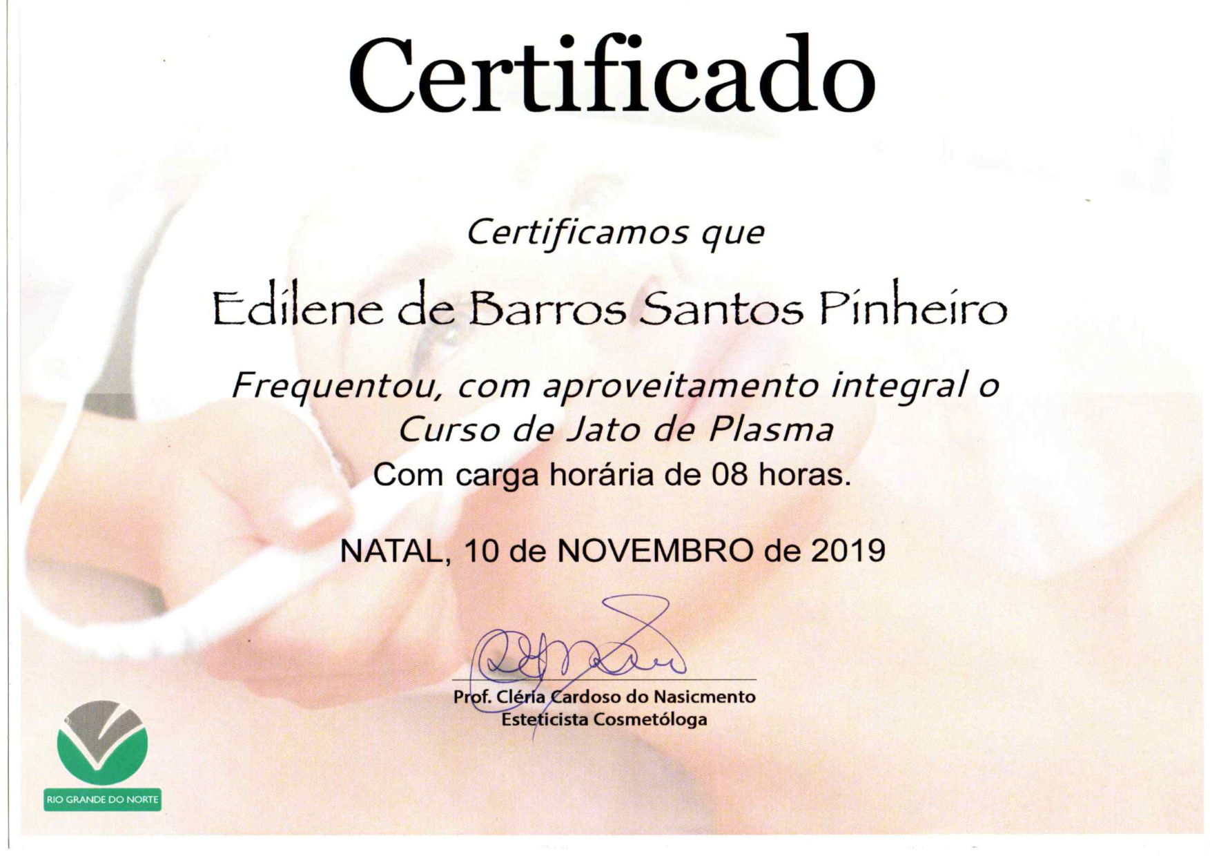 Certificado: Curso de Jato de Plasma
